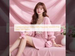 Comfort Fashion Fabric 100% Polyester 165GSM Pink Dress Shirt Fabric