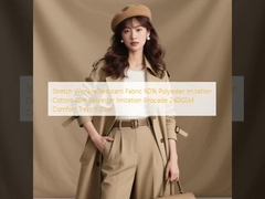 Stretch Wrinkle Resistant Fabric 60% Polyester Imitation Cotton 40% Polyester Imitation Brocade 240GSM Comfort Trench Coat