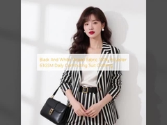 Black And White Striped Fabric 100% Polyester 63GSM Daily Commuting Suit Clothing