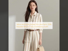 Yellow And White Striped Shirt And Pants 100% Polyester 80G/M ² Daily Commuting Outfit
