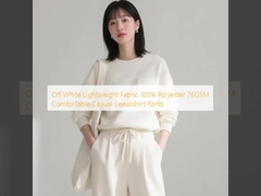 Off White Lightweight Fabric 100% Polyester 76GSM Comfortable Casual Sweatshirt Pants