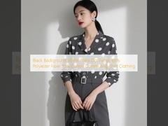 Black Background White Polka Dot Fabric 65% Polyester Fiber 35% Cotton Commuting Shirt Clothing
