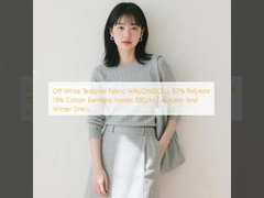 Off White Textured Fabric 14%LONGCELL 67% Polyeste  19% Cotton Bamboo Nodes  88G/M ² Autumn And Winter Dress