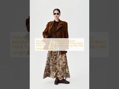 Autumn And Winter New Retro Double Breasted Waist Cinched Pu Jacket French Retro Floral Half Skirt High Waist Slimming Effect Mid Length A-line Skirt