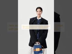 New autumn and winter doll collar suit jacket with pleated texture white wide leg pants