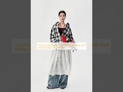 Autumn Plaid Patchwork Skirt With Black And White Plaid Oversized Shirt